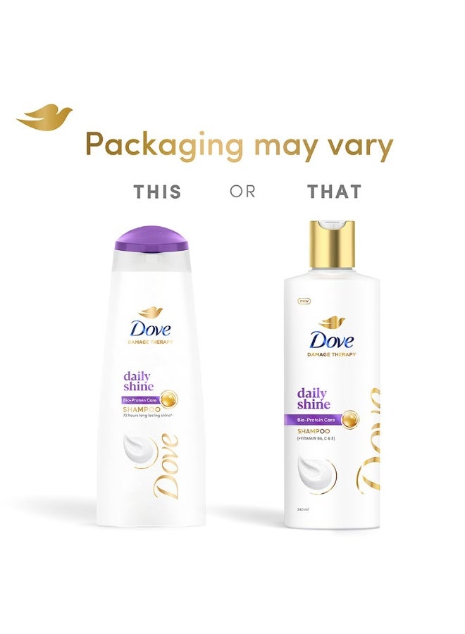 Dove Daily Shine Shampoo 340 ml|| For Dry and Damaged|| Strengthening Shampoo Gives Smooth and Strong Hair - Mild for Men & Women - Image 3